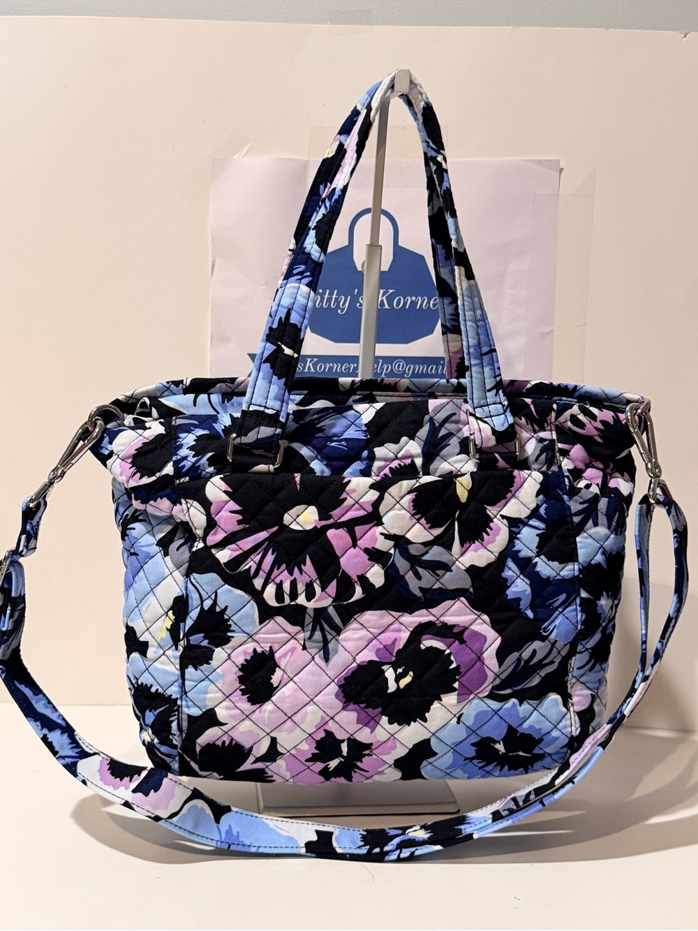 NWOT Vera Bradley Shoulder Bag in the Plum Pansies Pattern